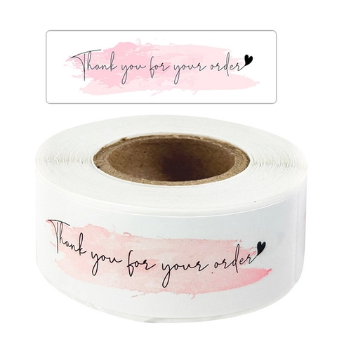 Étiquettes Rectangle Aquarelle Thank You For Your Order Écriture Manuscrite Cœur Emballage Autocollants d'Expédition pour Petite Entreprise