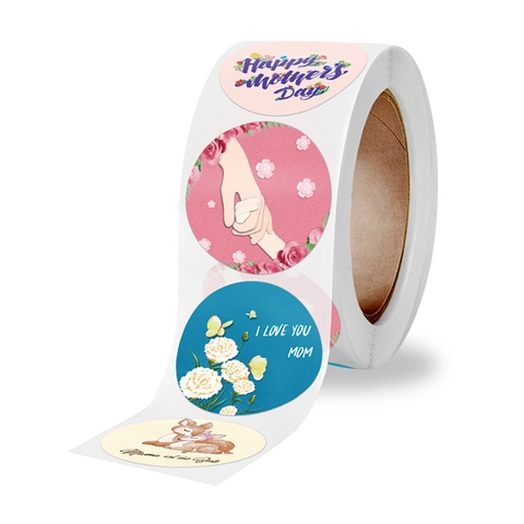 Happy Mother's Day Ronde Sluitstickers Rol Hart Anjer Bloemmotief Decoratieve Cadeau Envelop Labels Voor Mama Decoratie