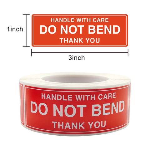 Κόκκινα Αυτοκόλλητα Προειδοποίησης Fragile Handle With Care Do Not Bend Αυτοκόλλητες Ετικέτες Αποστολής για Μετακόμιση Συσκευασία Logistics