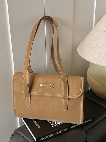 Vintage PU Leder Damen Schultertasche Kontrastnaht Pendler Tote Handtasche Elegante Maillard Farbe Achselhöhle Tasche Büro Dame Lässige Mode Tasche