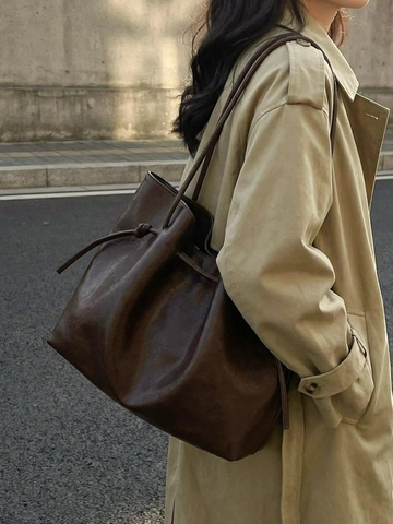 Damen Minimalismus PU Leder Große Kapazität Shopper Tasche Und Innentasche Schulterhandtasche Für Büro Arbeit Mode Tasche