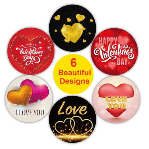 Joyeuse Saint-Valentin Autocollants Ronds Cœur Étiquettes Décoratives en Papier Auto-adhésif Pour Boîte Cadeau Scellage d'Enveloppe
