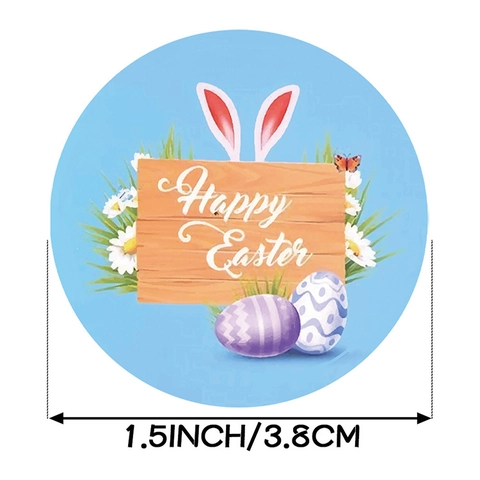 Runde Osterhasen Küken Eier Happy Easter Aufkleber Rolle Für Geschenkverpackung Umschlag Versiegelung Party Feiertag DIY Dekoration