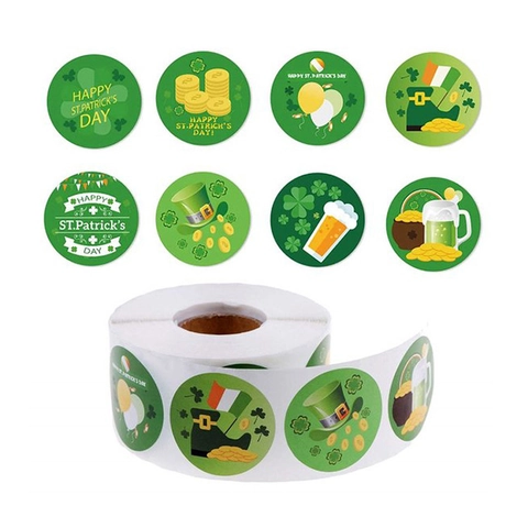 Autocollants Saint-Patrick Trèfle Irlandais Étiquettes Décoratives De Scellage Pour Fête Motifs Chapeau Vert Bière