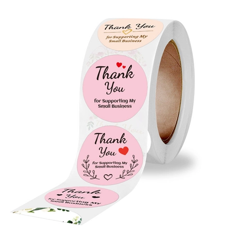 Floral Wreath Thank You For Supporting My Small Business Stickers Round Adhesive Labels For Mailing Package Seal Decoration