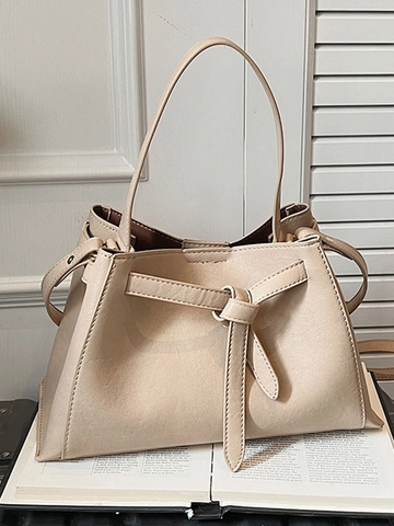 Bolso Bandolera de Cuero PU para Mujer Bolso Tote de Gran Capacidad Con Decoración de Nudo Bolso de Mano Vintage Elegante para Uso Diario