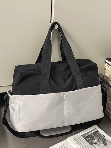 Large Capacity Waterproof Nylon Travel Bag Color Block Duffel Bag For Fitness Gym Business Trip Shoulder Handbag For Men Women