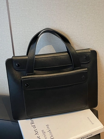 Minimalistische Damen Handtasche Aus PU Leder Großes Fassungsvermögen Laptop Tote Bag Business Pendler Handtasche Mit Fronttasche