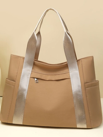 Bolso Tote de Nailon para Mujer Gran Capacidad Ligero Color Sólido Bolso de Hombro para Uso Diario Viajes Minimalista Moderno