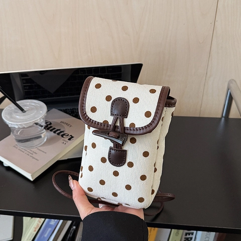Vintage Kord Handytasche Mit Polka Dots Schleife Herzmuster Kleine Umhängetasche Mit Knebelverschluss Retro Schultertasche