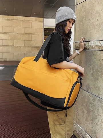 Borsa da Viaggio in Tessuto Oxford di Grande Capacità Separazione Secco-Umido Borsa Sportiva da Palestra Con Scomparto Scarpe per Uomo Donna