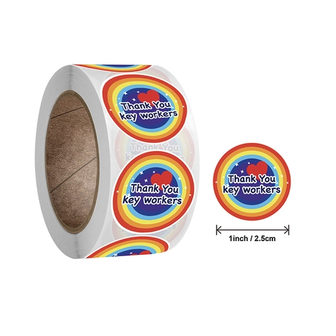 Adesivi Sigillanti Rainbow Heart Thank You Key Workers Tondi Autoadesivi Etichetta Decorativa Per Regali Pacchetti Buste