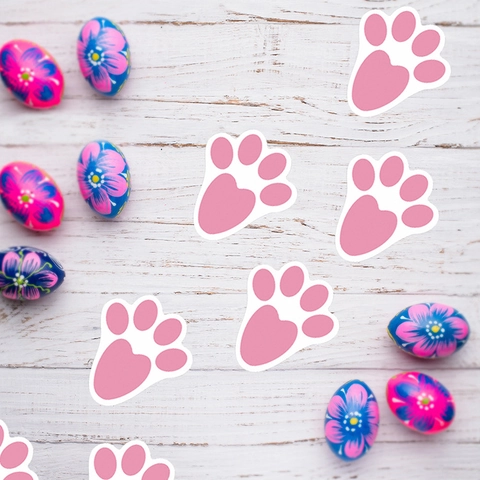 Felice Pasqua Rosa Impronte Di Coniglio Decalcomanie Da Pavimento Cartone Animato Orma Di Coniglio Adesivi Autoadesivi Per Festa