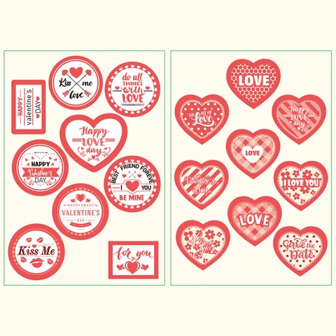 Happy Valentine's Day Aufkleber Herz Blumen Amor Muster Für Romantische Geschenkdekoration DIY Scrapbooking Kartenversiegelung