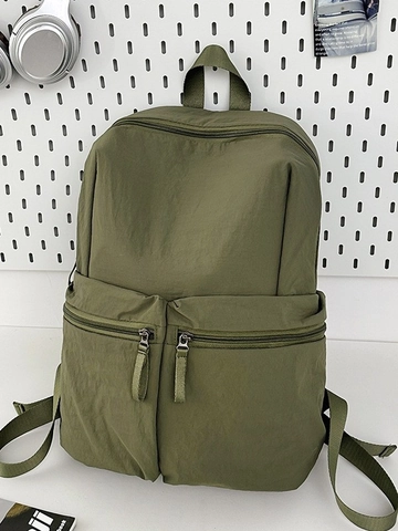 Mochila de Viaje Casual de Nailon Ligero para Mujeres Hombres Gran Capacidad Bolsa Escolar Minimalista Impermeable Doble Bolsillo Daypack