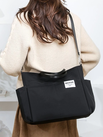 Borsa Tote in Nylon da Donna Grande Capacità Borsa a Tracolla Multi Tasca per Scuola Pendolarismo Handbag Quotidiana