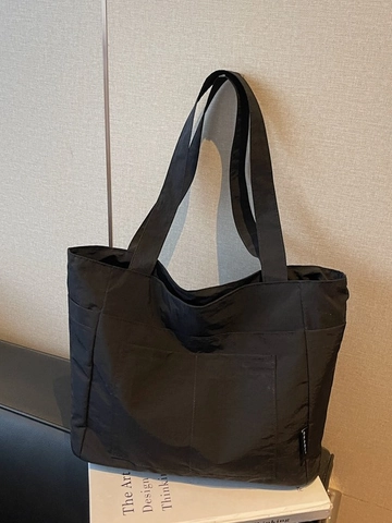 Borsa Tote in Nylon Plissettato a Grande Capacità per Donna Casual Multi Tasca Commuter Tracolla Borsa Scuola Quotidiana
