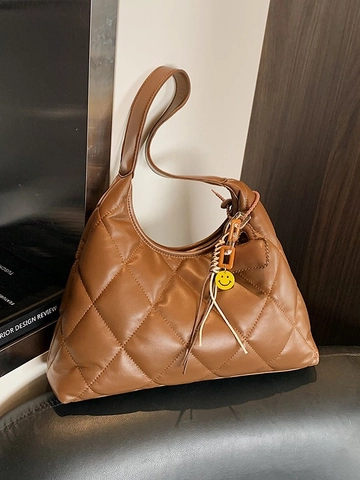Women PU Leather Diamond Quilted Shoulder Bag Retro Large Capacity Underarm Bag Daily Commute Versatile Hobo Tote Bag
