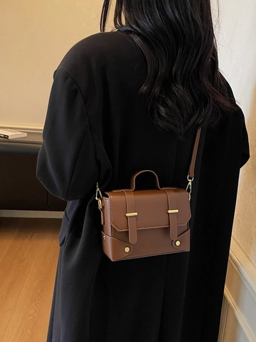 Women Vintage PU Leather Small Square Crossbody Bag Versatile Retro Shoulder Handbag With Adjustable Strap For Daily Use