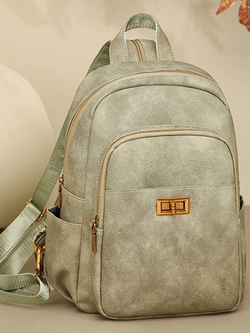 Zaino da Donna in Pelle PU Vintage Grande Capacità Borsa a Tracolla Casual Leggera per Viaggi Con Fibbia in Metallo