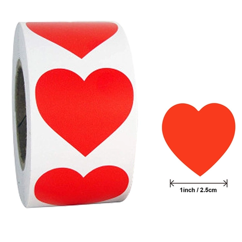Etichette Adesive a Forma di Cuore per San Valentino Decorazione Regali Buste Rosso Rosa Giallo Blu Viola Bianco