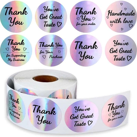 Adesivi Olografici Grazie Per Supportare La Mia Attività Cuore Tondo Etichette Sigillanti Laser Per Matrimonio Regalo Business