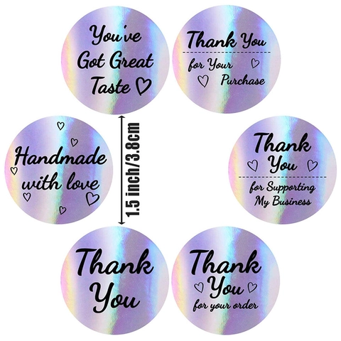 Adesivi Olografici Grazie Per Supportare La Mia Attività Cuore Tondo Etichette Sigillanti Laser Per Matrimonio Regalo Business