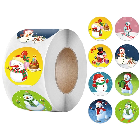 Weihnachten Schneemann Aufkleber Rund Selbstklebend Feiertag Etiketten Für Geschenkverpackung Party Deko Cartoon Schneemann Aufkleber Scrapbooking Verschlussetiketten