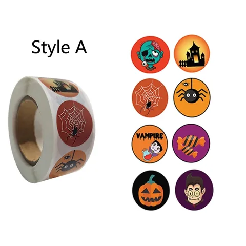 Etichette Adesive Rotonde per Halloween Per Decorazioni di Festival Confezioni Regalo Fantastici Disegni Animati per Bambini