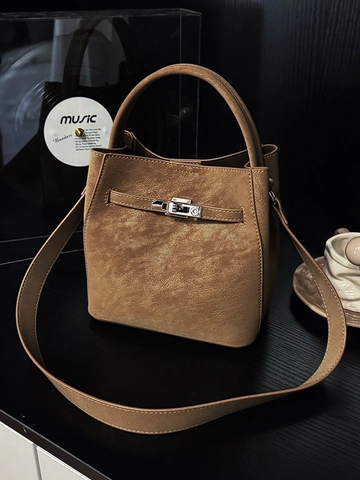 Borsa a Secchiello Vintage in Pelle PU Donna Borsa a Tracolla Retrò Con Chiusura a Scatto in Metallo Stile Francese