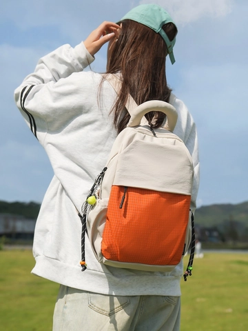 Mode Nylon Patchwork Rucksack Wasserdicht Gitter Multifunktionale Pendler Brusttasche Mit Tennis Schläger Anhänger Für Herren Damen Casual Reisetasche