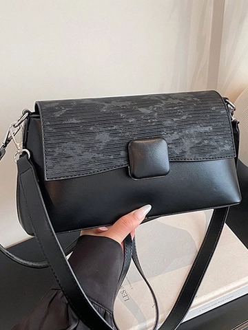Borsa a Tracolla in Pelle PU Vintage per Donna Borsa a Spalla Rettangolare Minimalista Con Fibbia Quadrata Moda Borsa da Giorno