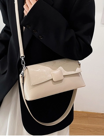 Borsa a Tracolla in Pelle PU Vintage per Donna Borsa a Spalla Rettangolare Minimalista Con Fibbia Quadrata Moda Borsa da Giorno