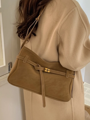 Vintage Große Kapazität Einkaufstasche Wildleder Textur PU Leder Umhängetasche Für Damen Pendeln Minimalistische Handtasche