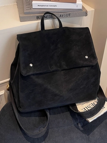 Vintage Matt PU Leder Rucksack Für Damen Große Kapazität Minimalistisch Klappe Schultasche Mit Metallnieten Lässig Reisetasche