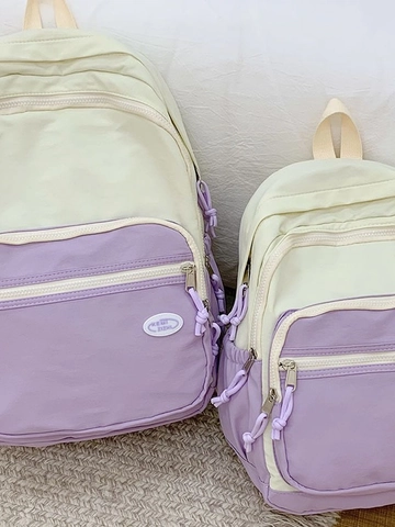 Zaino Impermeabile Macaron Color Block per Donna Borsa da Scuola per PC per Studenti Universitari Zainetto Casual