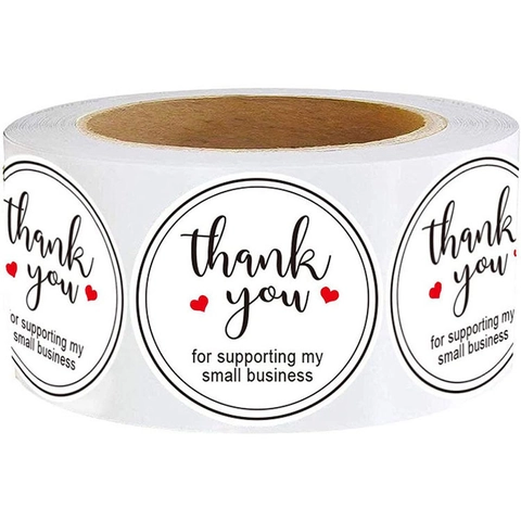 Round Thank You Adhesive Labels For Small Business Support Flower Heart Pattern Sealing Stickers For Gift Packaging Bags