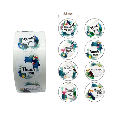 Pegatinas Thank You Aves Tropicales Rollo Redondo Flamenco Tucán Hoja De Palma Etiquetas Decorativas Para Sobres Regalo Sello
