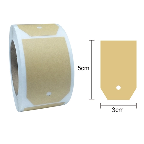 Blank Kraft Paper Label Stickers Roll For Food Jars Kitchen Organization Decorative Rectangular Wavy Edge Tags For Gift Wrapping Identification