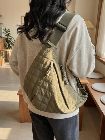 Grand Sac à Épaule Matelassé Femme Nylon Léger Sac Bandoulière Dumpling Hobo Avec Bandoulière Réglable Quotidien