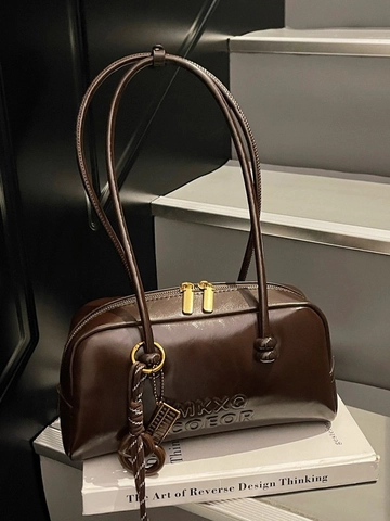 Borsa a Tracolla Vintage in Pelle PU Lucida per Donna Grande Capacità Borsa da Sottobraccio Boston per Pendolare Festa