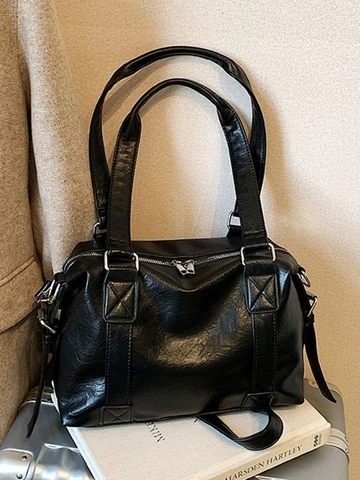 Premium Retro Damen Tote Bag Große Kapazität PU Leder Vielseitig Pendler Schultertasche Umhängetasche Mit Verstellbarem Riemen