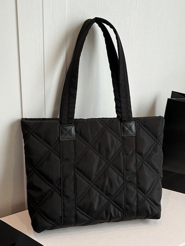 Sac Fourre-tout Matelassé Pour Femmes Grande Capacité Sac à Épaule En Nylon Décontracté Navette Main Léger Minimaliste