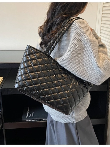 Damen Tote Tasche Mit Rautensteppung Große Kapazität Leichte Wattierte Schultertasche Lässige Mode Pendler Handtasche