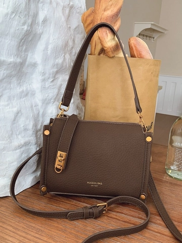 Vintage Lychee Pattern PU Leather Small Square Bag For Women Gold Hardware Twist Lock Shoulder Crossbody Bag Daily Handbag