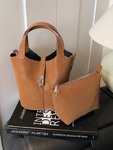 Bolso Bombonera de Cuero PU Vintage para Mujer Con Cierre de Metal Moda Color Sólido Bolso de Hombro Gran Capacidad