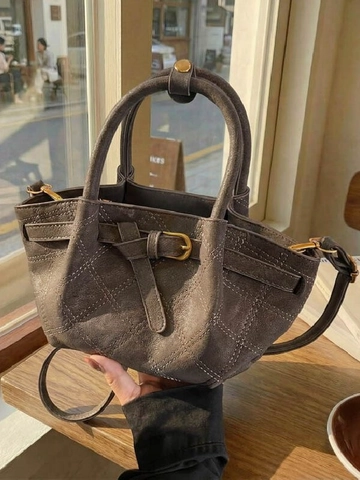 Dames Retro PU-leer Tote Tas Ruitpatroon Gesp Grote Capaciteit Schoudertas Crossbodytas Voor Dagelijks Gebruik