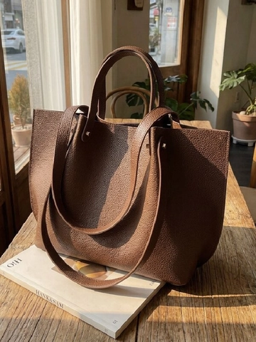Bolso Tote de Cuero PU con Grano de Lichi de Gran Capacidad para Mujer Bolso de Hombro de Color Sólido para Oficina