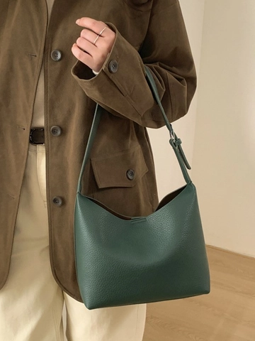 Bolso de Cubo de Hombro de PU Granulado Minimalista Retro para Mujer Bolso de Bandolera de Viaje Diario Con Correa Ajustable y Bolso Pequeño