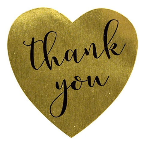 Μεταλλικά Χρυσά Αυτοκόλλητα Καρδιά Thank You Αυτοκόλλητες Ετικέτες για Συσκευασία Δώρων Γάμος Σφράγιση Φακέλων Διακόσμηση